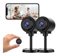 SONGYUKA Tiny Camera for Home Security 1Pcs, 2.4GHz WiFi Portable Battery Operated with IR Night Vision, Human Detection, 136° Wide Angle, Baby Monitor Small Motion Activated Camera (2-pcs)