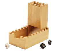Sonhomay Bamboo Dice Tower Foldable Wooden Die Roller Castle Rolling Case Collapsible Wood Dice Chest for Tabletop Games Board Games Mini Games 5. 5x3. 1x1. 8inch