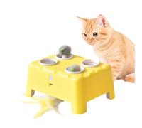 Sonhomay Cat Interactive Toys Rechargeable Silent Automatic Cat Toy Electric Moving Kitten Teaser Feather Rotate Mouse Pop Out Plaything Toy for Cats Kittens to Chase and Exercise