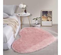 Sonhomay Fluffy Heart Shaped Rug Faux Area Rug Shaggy Room Carpet, Nursery Rug Carpet Area Rug for Living Room Bedroom Playing Room Decor