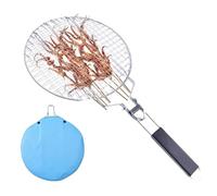 Sonhomay Grill Basket, BBQ Grilling Basket for Outdoor Grill, Stainless Steel Round Folding Grilling Baskets, Portable Camping Barbecue Rack for Fish, Vegetables, Fries