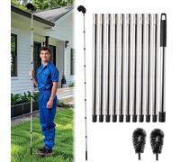 Sonhomay Gutter Cleaner Brush 14 feet Telescopic Long Gutter Cleaning Brush Roofing Tool Bendable Cleaner Ability to Easily Clear roof Leaves, Debris, Hanging Light, Cobwebs, Window