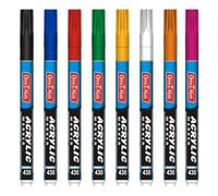 Soni Officemate Fine Tip Acrylic Marker | Pack of 8 (Mix) | Multi-Surface | Water-Based, Non-Toxic Ink | 3.05 mm Tip | Scrapbooking & Craft