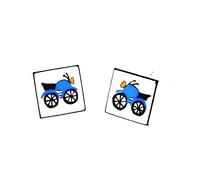Sonia Spencer Blue Motorcycle Cufflinks - English Bone China Hand Crafted Cuff Links