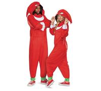 Sonic 3 Knuckles Fancy Dress Jumpsuit for Adults, Officially Licensed SEGA Sonic the Hedgehog, Inspired by Sonic 3 Movie, Includes Detailed Fabric Hood, Soft Fabric, in size S/M and L/XL