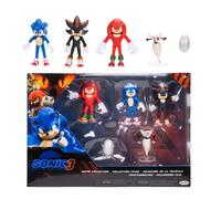 Sonic 3 Movie Action Figure Multi-Pack 2.5" / 6.35cm by JAKKS Pacific, Includes Sonic, Shadow, and Knuckles Figurines - Plus Buzz Bomber and Drone Ac