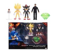 Sonic 3 Movie Multi-Pack 2.5" / 6cm Action Figures by Jakks Pacific, Official SEGA License, Wave 2 Pack Features Super Sonic, Shadow, & Agent Stone, Suggested for Ages 3+