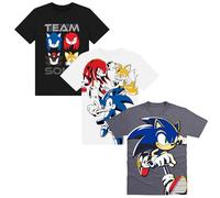 Sonic 3-Pack Toddler and Kids T-Shirts - 100% Cotton, Multipack, Short Sleeve - Sonic, Tails, and Knuckles Designs - Sizes 3-4 Years