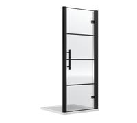 Sonic 8mm Toughened Safety Glass Hinged Shower Door Black 900mm Balterley Black One Size