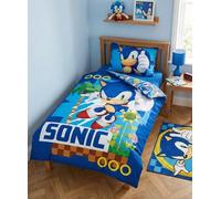 BrandMac Sonic The Hedgehog Baby Bedding Set - Duvet Cover 100 x 135 cm and Pillowcase 40 x 60 cm - 100% Cotton Oeko-TEX - Reversible 2 in 1 - Ideal for Transition and Junior Cot - Official Design