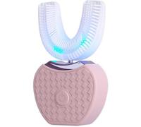 Sonic Brush V5 Toothbrush 360° Automatic Ultrasonic Electric Toothbrush for Kids & Adults, U-Shaped Food Grade Silicone Brush Head, Wireless Rechargeable Whitening & Gum Care Teeth Cleaner(Pink)