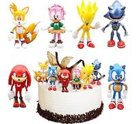 Sonic Cake Decoration Pack of 6 Toppers, Children's Birthday Figures Set, The Hedgehog Mini Figures, Artoons Cake Topper