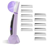 Sonic Dermaplane Razor for Women Face,Eyebrow Trimmer Facial Exfoliation & Peach Fuzz Hair Removal Dermaplaning Tool with LED Light,3 Speeds,2 Types Blades,Lightweight for Home Travel Use (Purple)