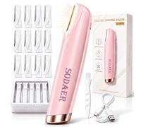 Sonic Dermaplaning Razor for Women, Facial Hair Remover with LED Light,Pink | 3-Speed Mini Electric Dermaplaning Tool , Peach Fuzz Removal, 12 Blades