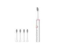 Sonic Electric Toothbrush, 30 Day Life, 60,000 Vibrations/Minute, 6 Modes, 2 Minute Timer, 4 Replaceable Brush Heads, White/Black/Green/Pink (White)