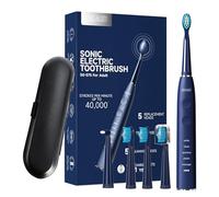 Sonic Electric Toothbrush,5 Modes,400-Day Battery Life,2-Minute Timer,30s Reminder,Ergonomic Comfort Grip,40000 Vibrations/min,IPX7-4 Brush Heads - Travel Box (Blue)