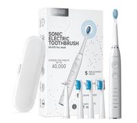 Sonic Electric Toothbrush,5 Modes,400-Day Battery Life,2-Minute Timer,30s Reminder,Ergonomic Comfort Grip,40000 Vibrations/min,IPX7-4 Brush Heads - Travel Box (White)