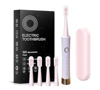 Sonic Electric Toothbrush, 6 Modes of Waterproof Sonic Cleaning, 4 Brush Heads and Portable case, Suitable for Children and Adults Traveling, Camping, Cycling, Hiking (Pink)