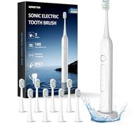 Sonic Electric Toothbrush 8 Replaceable Wave-Shaped Soft Brush Heads Last 2Y,Electric Tooth Brushes Adults 5 Modes Deep Clean & Rechargeable,30S Reminder,Teeth Whitening with IPX7 Waterproof Weiß