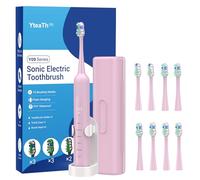 Sonic Electric Toothbrush for Adults and Kids, 50,000 VPM with 5 Modes and 3 Intensities, Travel Toothbrush with Case, 3 Hours Charge for 60 Days, Built-in Smart Timer Pink
