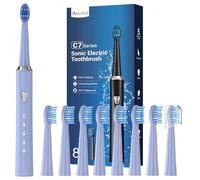 Sonic Electric Toothbrush for Adults and Kids - Rechargeable Sonic Toothbrush with 8 Brush Heads, 120 Days of Use with 3-Hour Fast Charge, 5 Modes with 2 Minutes Built in Smart Timer, Gift for Family
