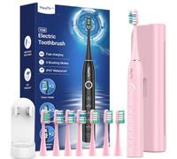 Sonic Electric Toothbrush for Adults and Kids - Sonic Toothbrush with 8 Toothbrush Heads and 5 Modes, 120 Days Battery Life, 50000 VPM, Travel Case and Wall Holder, 2 Minute Timer, USB C