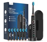 Sonic Electric Toothbrush for Adults and Kids - Sonic Toothbrushes with 8 Tooth Brush Replacement Head and 5 Brushing Modes, 120 Days of Use with 3-Hour Fast Charge, 2 Minute Smart Timer