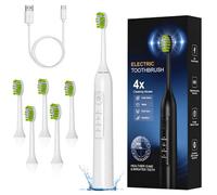Sonic Electric Toothbrush for Adults & Kids, Rechargeable with 4 Modes, IPX7 Waterproof, 42000 VPM, Smart Timer, 5 Brush Heads Included - Ultra Powerful Deep Cleaning Oral Care (White)