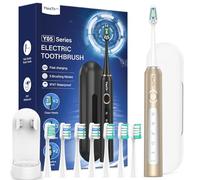 Sonic Electric Toothbrush for Adults - Sonic Toothbrushes with 8 Toothbrush Heads and 2 Minute Smart Timer, 90 Days Battery Life, 5 Brushing Modes, Travel Case