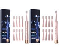 Sonic Electric Toothbrush for Adults, USB Rechargeable Sonic Toothbrush with 8 Brush Heads, Smart Timer, 5 Modes, 2-Hour Fast Charge Last 30 Days, Pink (Pack of 2)
