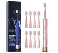 Sonic Electric Toothbrush for Adults, USB Rechargeable Sonic Toothbrush with 8 Brush Heads, Smart Timer, 5 Modes, 2-Hour Fast Charge Last 30 Days, Pink