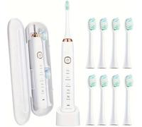 Sonic Electric Toothbrush for Adults with 5 Cleaning Modes, 2-Minute Smart Timer, 60-Day Long Battery Life, Rechargeable Toothbrush with W-Shaped Rounded Bristles for Sensitive Teeth and White Cleanin