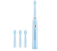 Sonic Electric Toothbrush USB Rechargeable Toothbrush Soft Bristles Oral Care Gum Clean Whiten Adult Toothbrush 4 Replacement Brush Heads 4 Modes with Automatic Timer IPX7 Waterproof (Blue)