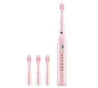 Sonic Electric Toothbrush USB Rechargeable Toothbrush Soft Bristles Oral Care Gum Clean Whiten Adult Toothbrush 4 Replacement Brush Heads 4 Modes with Automatic Timer IPX7 Waterproof (Pink)