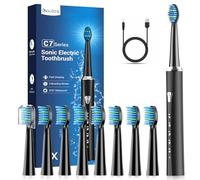 Sonic Electric Toothbrushes with 8 Heads - Electric Toothbrush for Adults and Children, 5 Modes, IPX7, One Charge for 120 Days Use, Matte Black Toothbrush