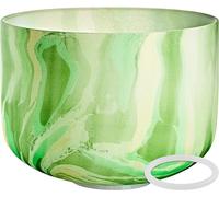 Sonic Energy 10 Inch Crystal Singing Bowl - 432 Hz Tone F4 Heart Chakra Marbled - For Meditation, Yoga, Sound Healing - Includes Silicone Ring (MCSB10F)