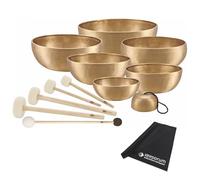 Sonic Energy Meinl SBSETCHA Chakra 7-Piece Singing Bowl Set + 5x Singing Bowl Mallets / 7x Case/Felt Rings + Keepdrum Microfibre Cloth