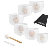 Sonic Energy Meinl SOLCSBSET Solfeggio Crystal Singing Bowl 6-Piece Set + Beater / Grater / 6 Silicone Rings + Keepdrum Microfibre Cloth