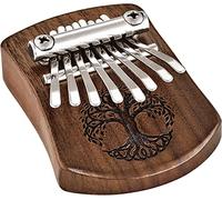 Sonic Energy Solid Body Kalimba - 8 notes in C Major - For Meditation, Yoga, Percussion - Black Walnut Wood, Tree of Life Relief (KL801TOL)