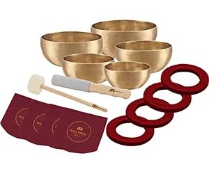 Sonic Energy Universal Singing Bowls - 5 Piece Singing Bowls Set for Meditation - Includes 5 Bowls, 2 Mallets, Fabric Covers, Felt Rings (SB-U-2950)