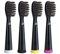 Sonic-FX Replacement Brush Heads Compatible with Sonic Electric Toothbrush - Soft, Extra Long Nylon Bristles - 4 Pack, Black