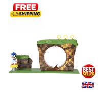 Sonic The Hedgehog Green Hill Zone Playset with 2.5” / 6cm Sonic Action Figure, Working Spring Platform and Accessories Included, Set for Any Sonic Fan