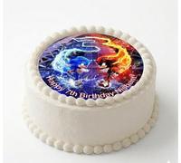 Sonic (Hedgehog) 3 Movie Personalised Edible Icing Cake Topper - Round, Costco, Rectangle and Matching Cupcake Toppers, Birthday Decoration (2. Round with cupcake toppers)