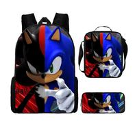 Sonic Kids 3 Piece Backpack Set Large Capacity Students School Rucksack Outdoor Travel Bag With Crossbody Bag And Pencil Case
