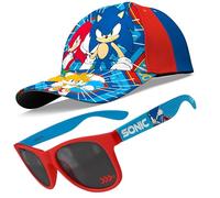 Sonic Kids Hat and Sunglasses Set - Boys Baseball Cap with Adjustable Strap and UV Protection Glasses - Summer Holiday Essentials Ages 3-8