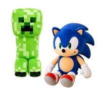 Sonic & Minecraft Plush Toys, 30cm Super Soft Gaming Character Plush Teddy Set for Kids, Polystyrene Beads Filled Stuffed Toys for Toddlers Lightweight Gamer Gift 3+ Years