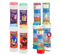 Sonic & Peppa Pig Bubble Tubs 60ml, Pack of 8 Hypoallergenic Solution, Maze Puzzle Lid, Eco-Friendly Party Favors for Kids, Indoor & Outdoor Fun