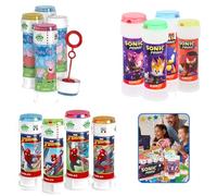 Sonic, Peppa Pig & Spider-man Bubble Tubs (Pack of 12) - 60ml Solution with Maze Puzzle Lid & Dual Wand, Assorted Colors Bubble Kit, Perfect Party Bag Fillers & Outdoor Play