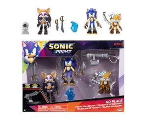Sonic Prime 2.5" Articulated Figures Multipack With Included Sonic, Sails Tails, Batten Rouge, Blue Shard and A Cannon For Any Fan.
