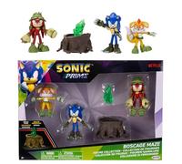 Sonic Prime 6.3 cm Action Figures Bos Cage Maze Themed 5 Pieces Sonic, Gnarly Knuckles, Mangey Tails, Tree Stump and Green Shard Ages 3+ (Officially Licensed by Sega and Netflix)